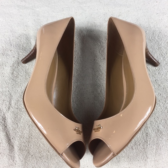 Coach Shoes - Coach Delilah Patent Peep-Toe Kitten Heel Pump